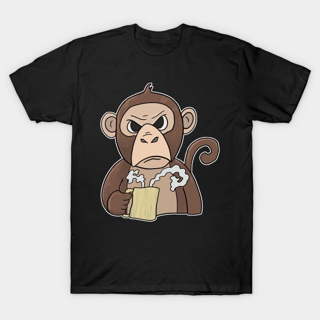 Grumpy little monkey with Coffee Morning Grouch T-Shirt by Mesyo